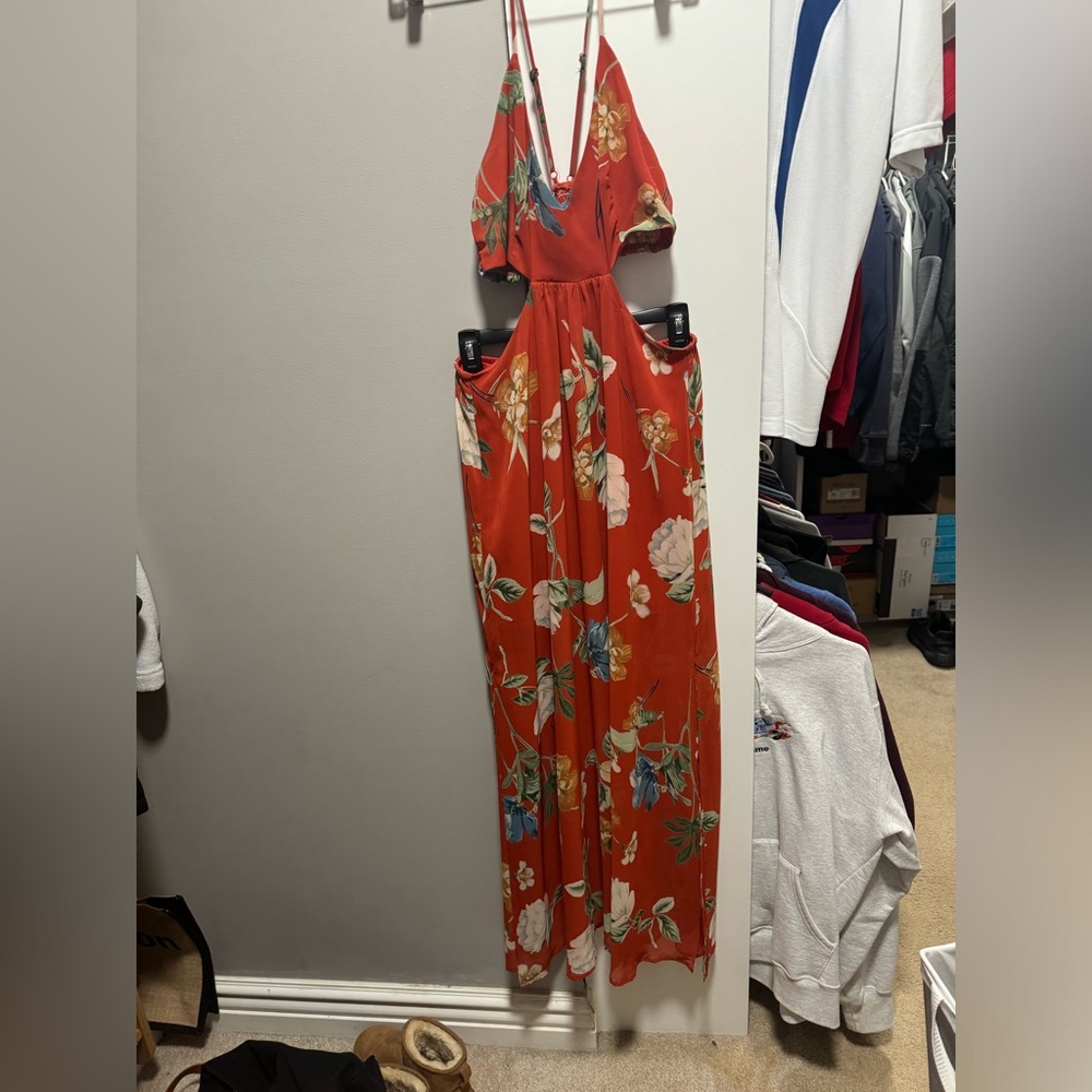 Rust floral maxi dress